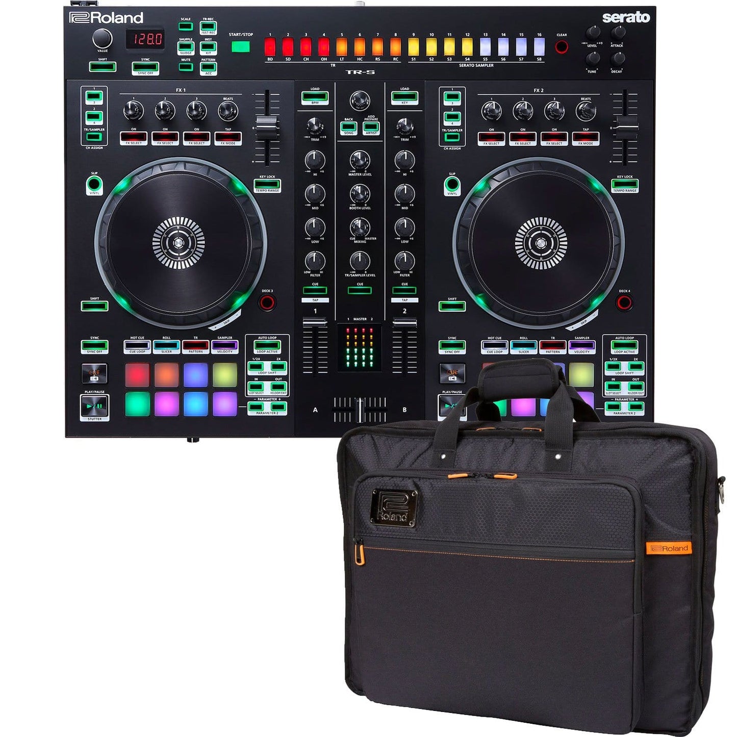 Roland DJ-505 2-Channel Serato DJ Controller with Carry Bag - ProSound and Stage Lighting