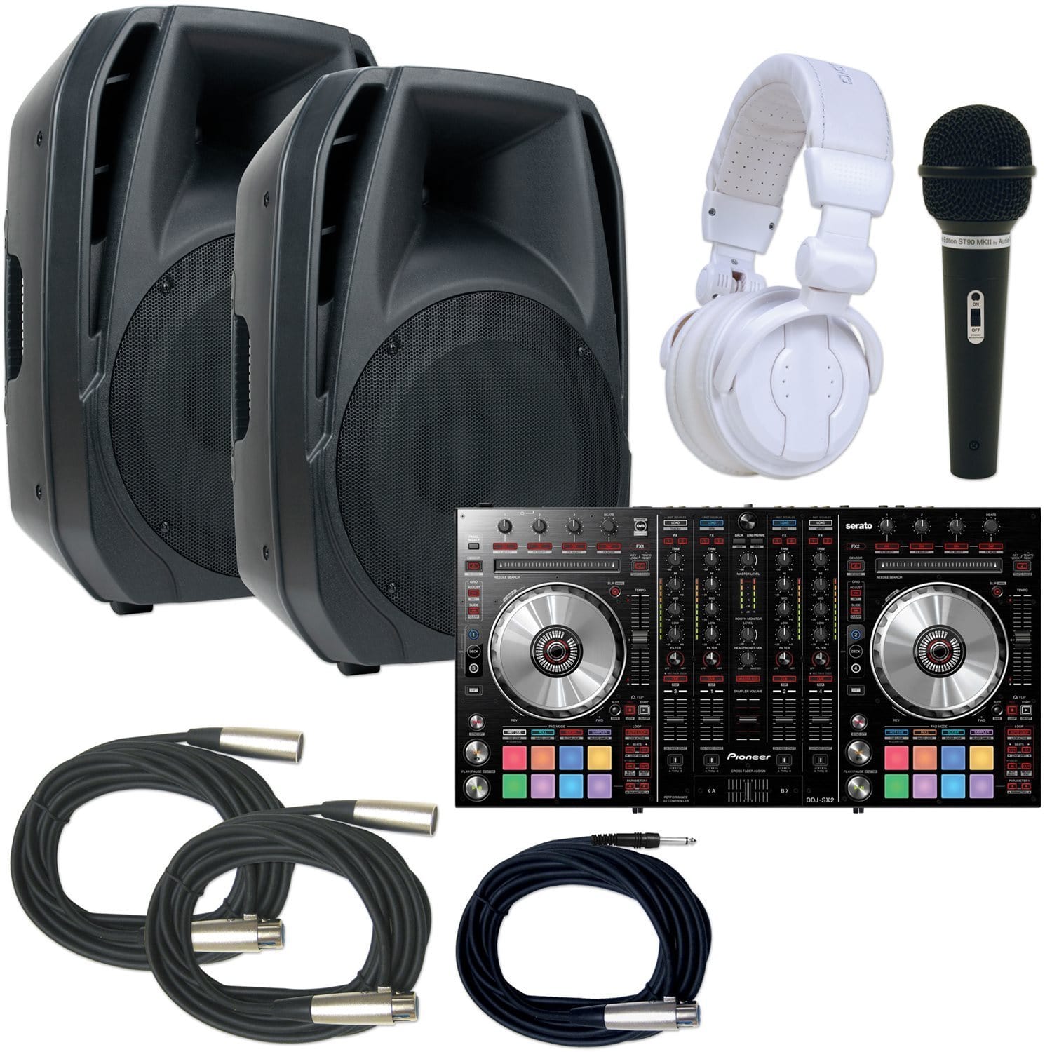 Pioneer DDJ-SX2 DJ Controller Bundle with American Audio ELS15A Speakers - ProSound and Stage Lighting