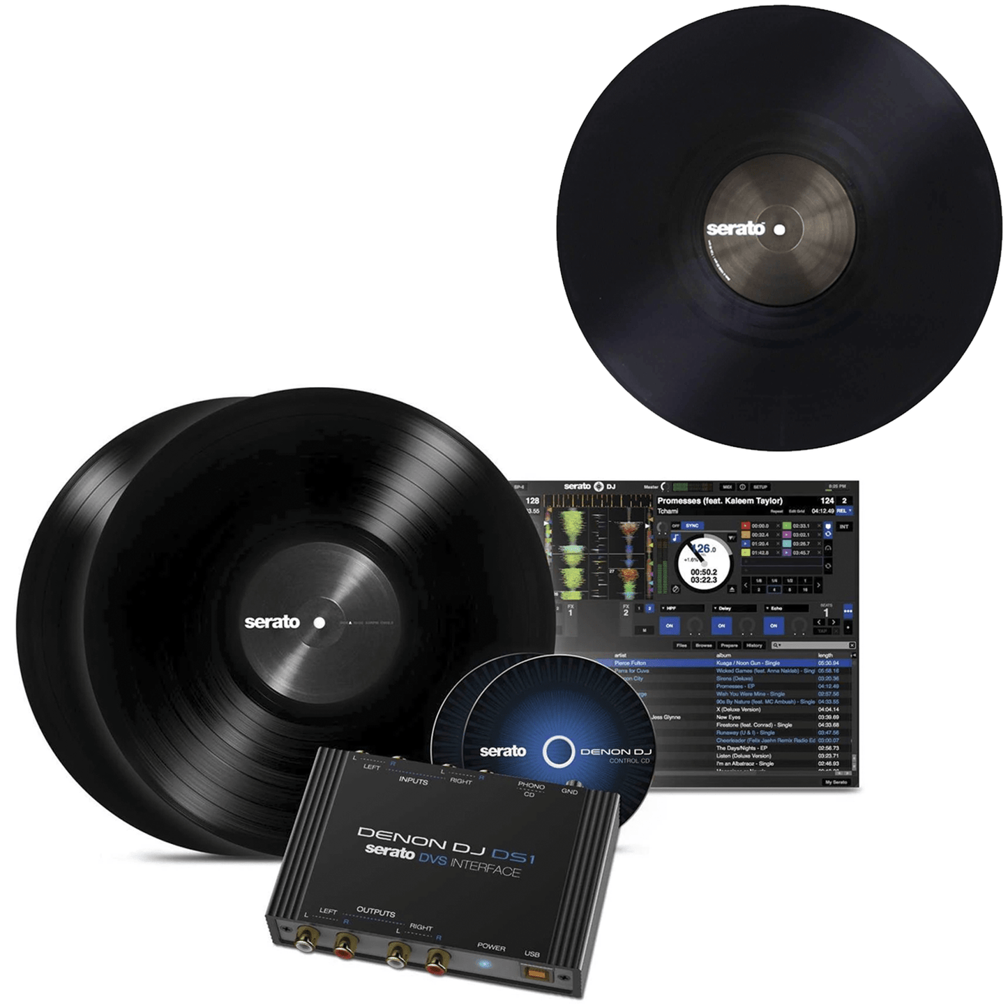 Denon DJ DS1 Serato DJ DVS Interface with Extra Control Vinyl - ProSound and Stage Lighting