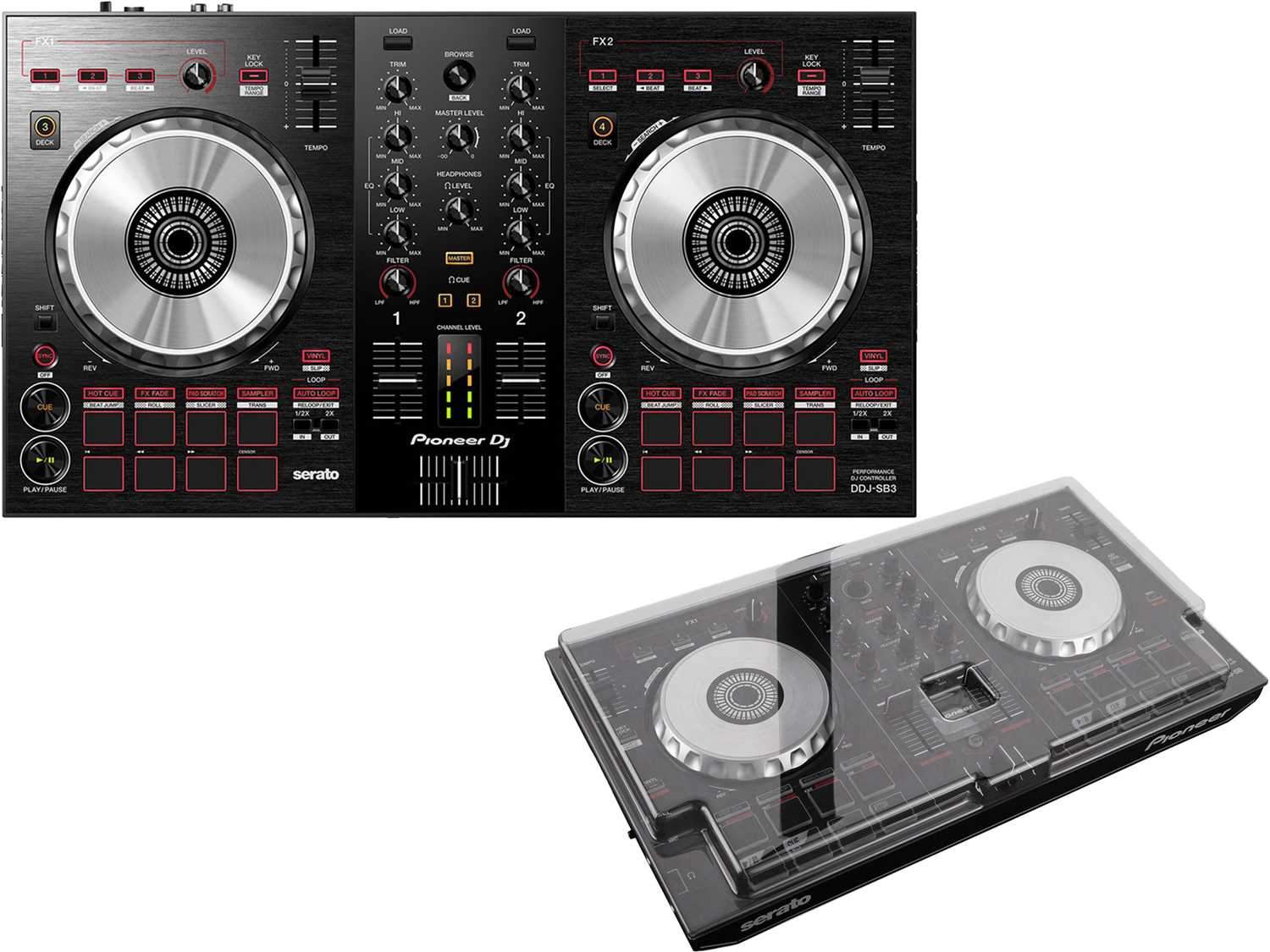 Pioneer DJ DDJ-SB3 DJ Controller with Decksaver Cover | PSSL