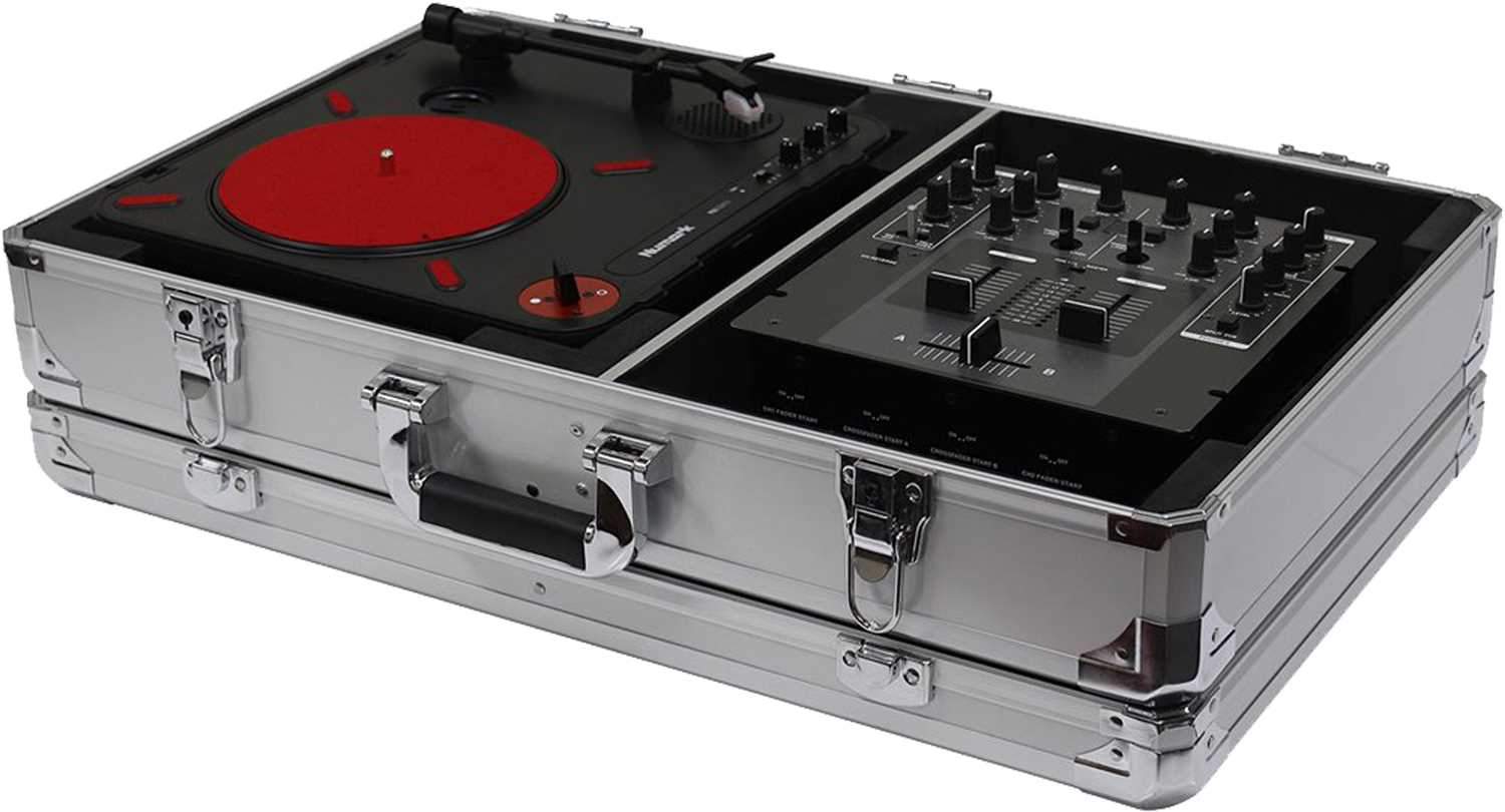 DJ-Tech Handy Kutz Portable DJ Mixer with PT01 Scratch Turntable & Silver Case - ProSound and Stage Lighting