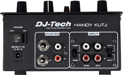 DJ-Tech Handy Kutz Portable DJ Mixer with PT01 Scratch Turntable & Silver Case - ProSound and Stage Lighting