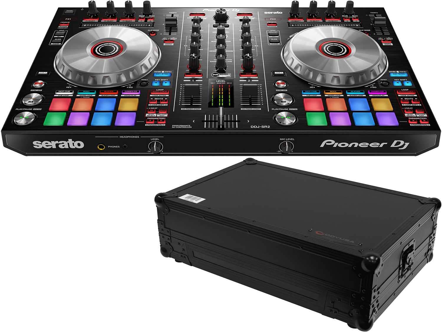 Pioneer DJ DDJ-SR2 DJ Controller with Odyssey Black Case