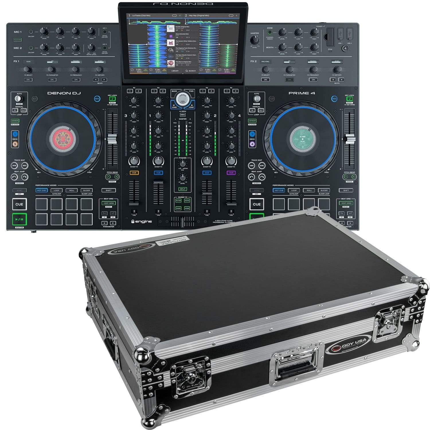 Denon DJ Prime 4 Touchscreen DJ System with Odyssey Case