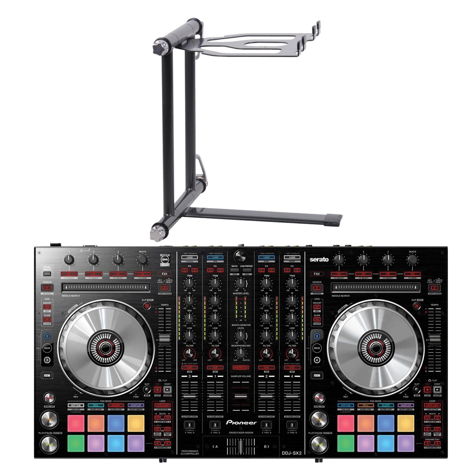 Pioneer DJ DDJSX2 Serato DJ Controller with Crane Laptop Stand