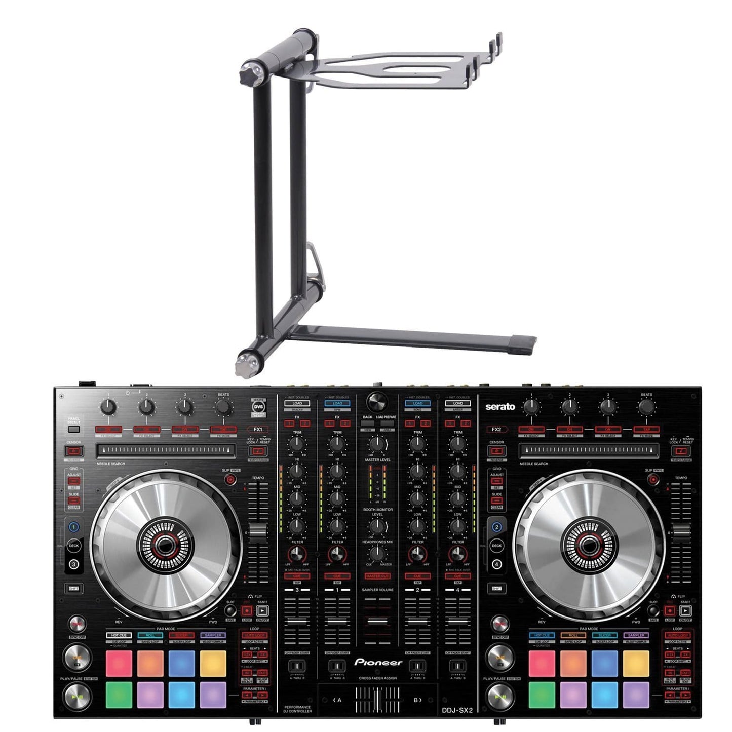 Pioneer DDJSX2 Serato DJ Controller with Crane Laptop Stand - ProSound and Stage Lighting