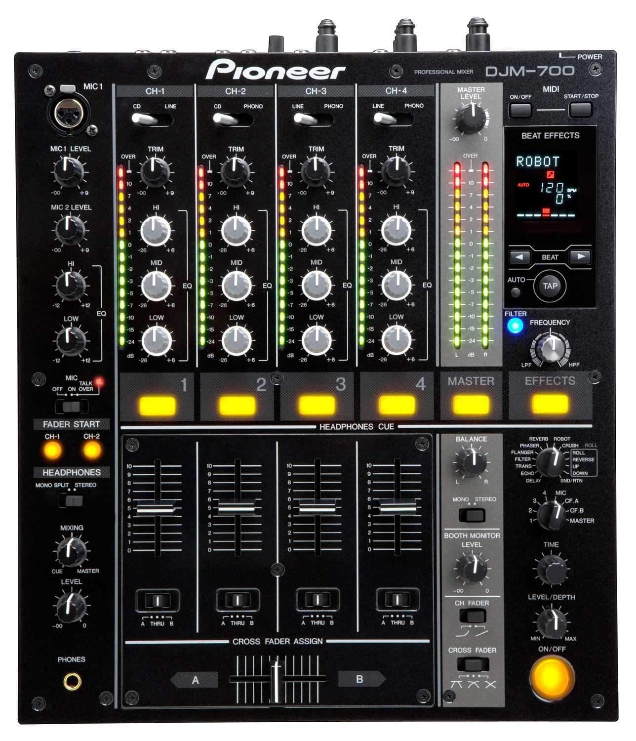 Pioneer DJ DJM-700K 4-Channel DJ Mixer with MIDI-Black