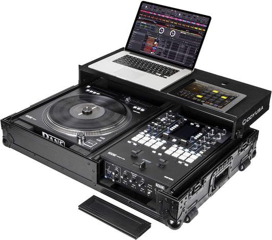 Odyssey FZGS1RA1272WBL Black Compact DJ Coffin with Wheels for Rane Twelve & Seventy-Two - ProSound and Stage Lighting