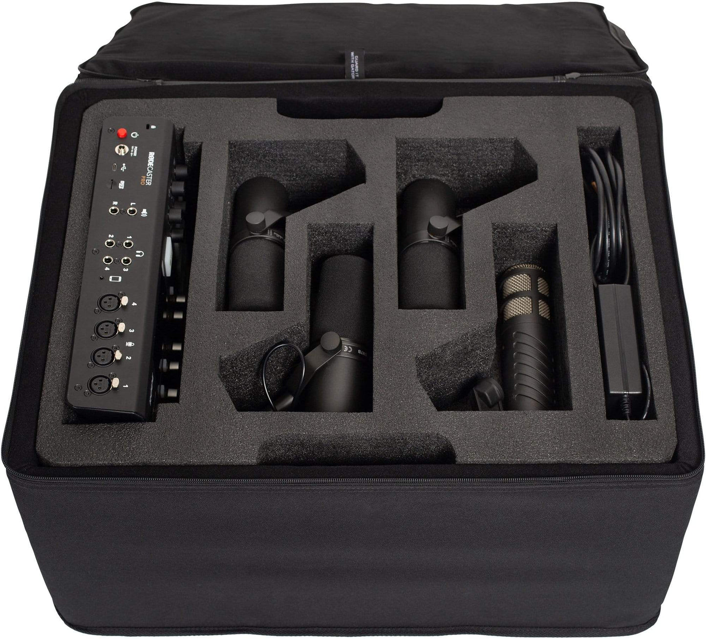 Gator GL-RODECASTER4 Case for RODECaster Pro & 4 Microphones - ProSound and Stage Lighting