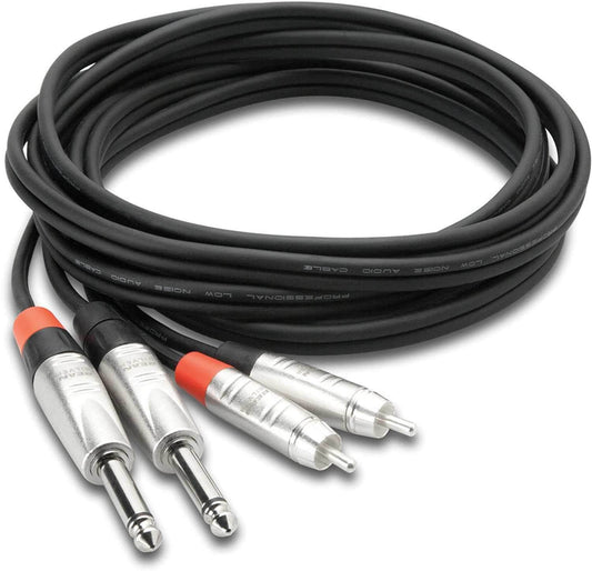 Hosa HPR-010X2 10 Foot Dual 1/4" TS (M) To Dual RCA (M) Cable - PSSL ProSound and Stage Lighting