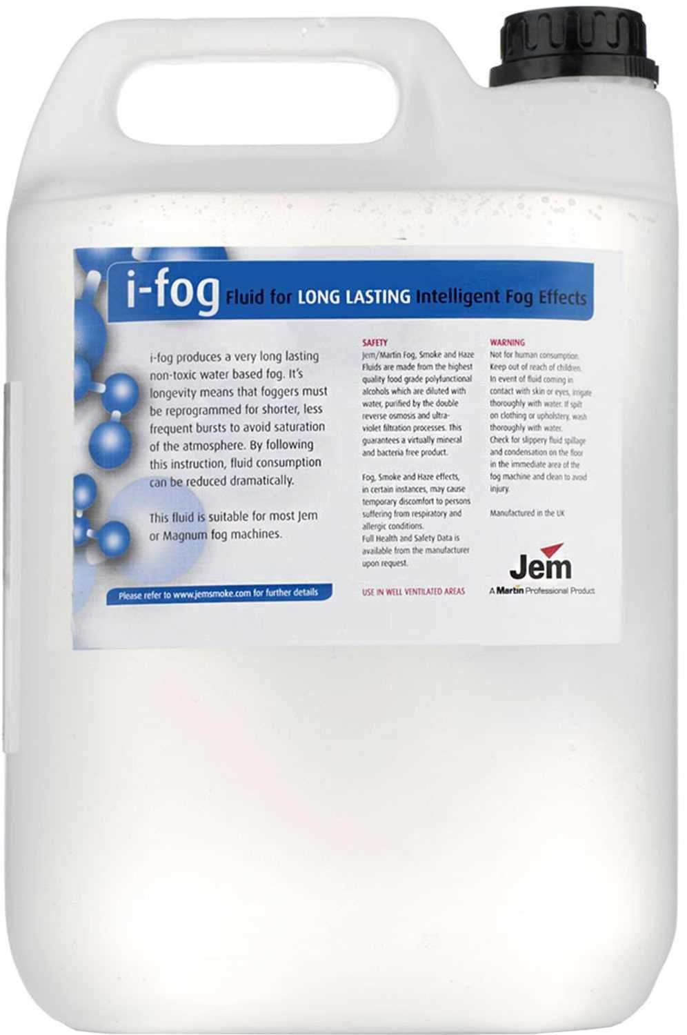 Martin Jem i-fog Water-Based Long Lasting Fog Fluid - 5 Liters - PSSL ProSound and Stage Lighting