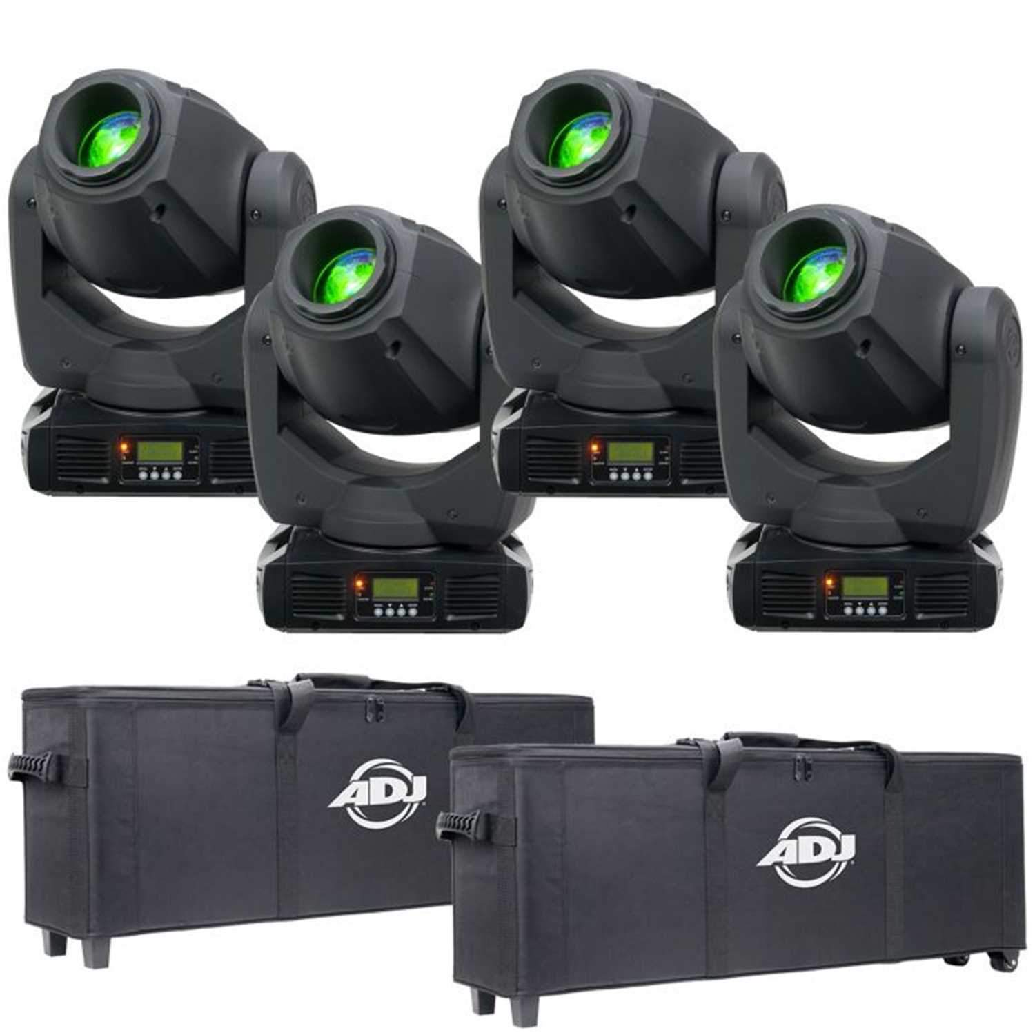 ADJ American DJ Inno Spot Pro LED Moving Head 4-Pack with Rolling Bags - PSSL ProSound and Stage Lighting