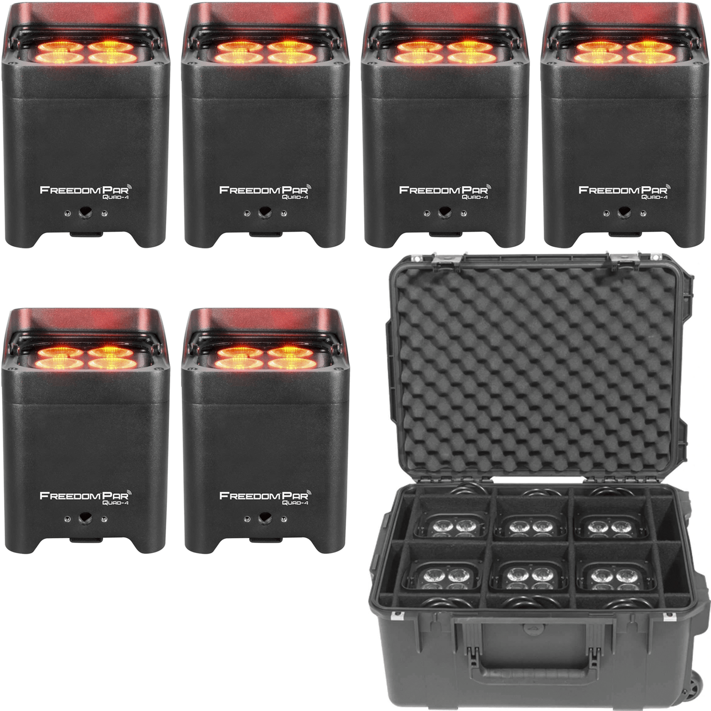 Chauvet Freedom Par Quad-4 RGBA Wireless Light 6-Pack with SKB Case - PSSL ProSound and Stage Lighting