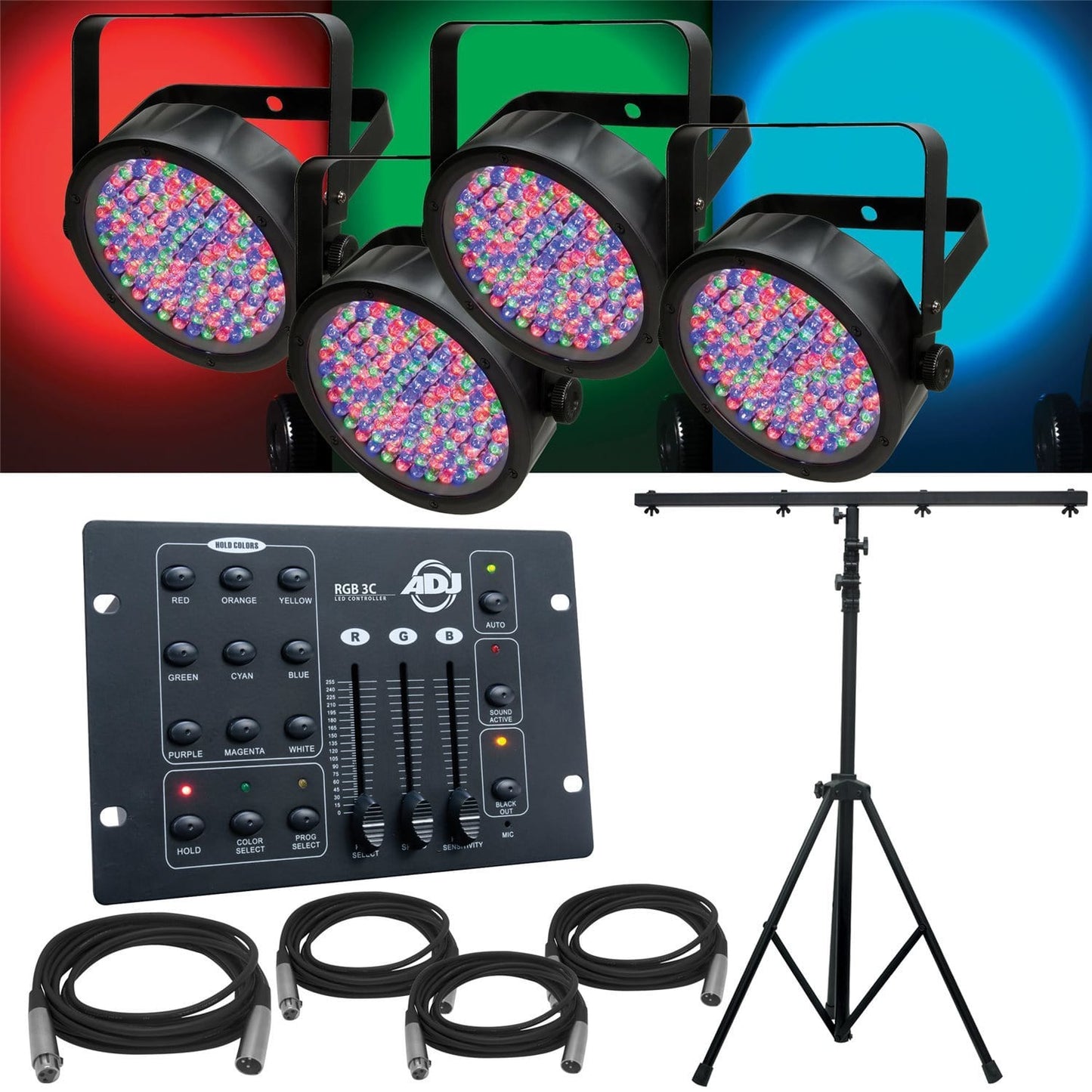 Chauvet SlimPar56 4-Pack with Light Stand & Controller - PSSL ProSound and Stage Lighting