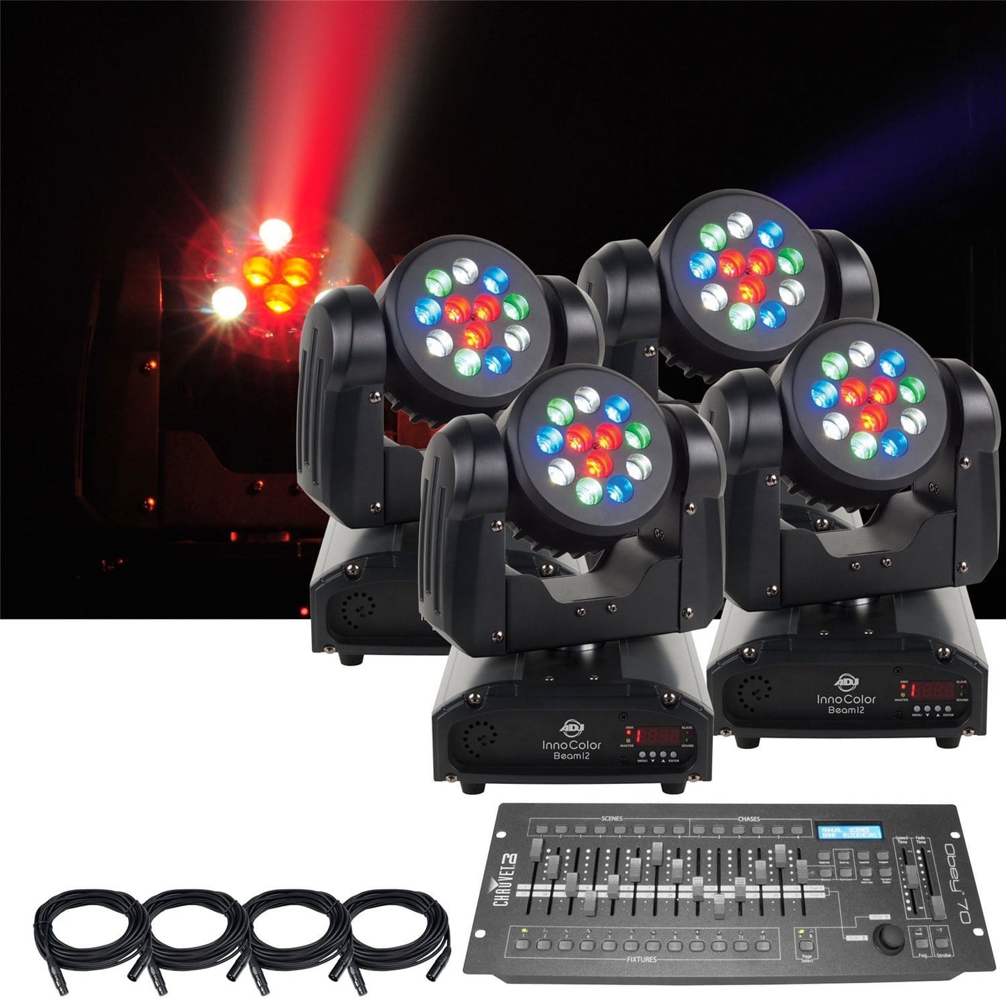 American DJ Inno Color Beam 12 4-Pack with Controller - PSSL ProSound and Stage Lighting