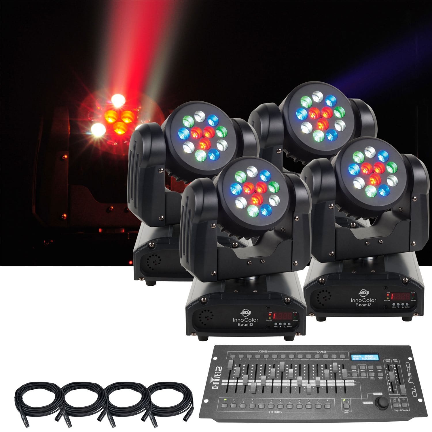 American DJ Inno Color Beam 12 4-Pack with Controller - PSSL ProSound and Stage Lighting