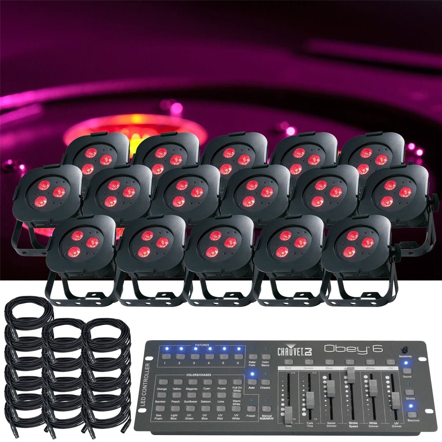 ADJ American DJ Ultra HEX Par3 16 Pack LED Light System - PSSL ProSound and Stage Lighting