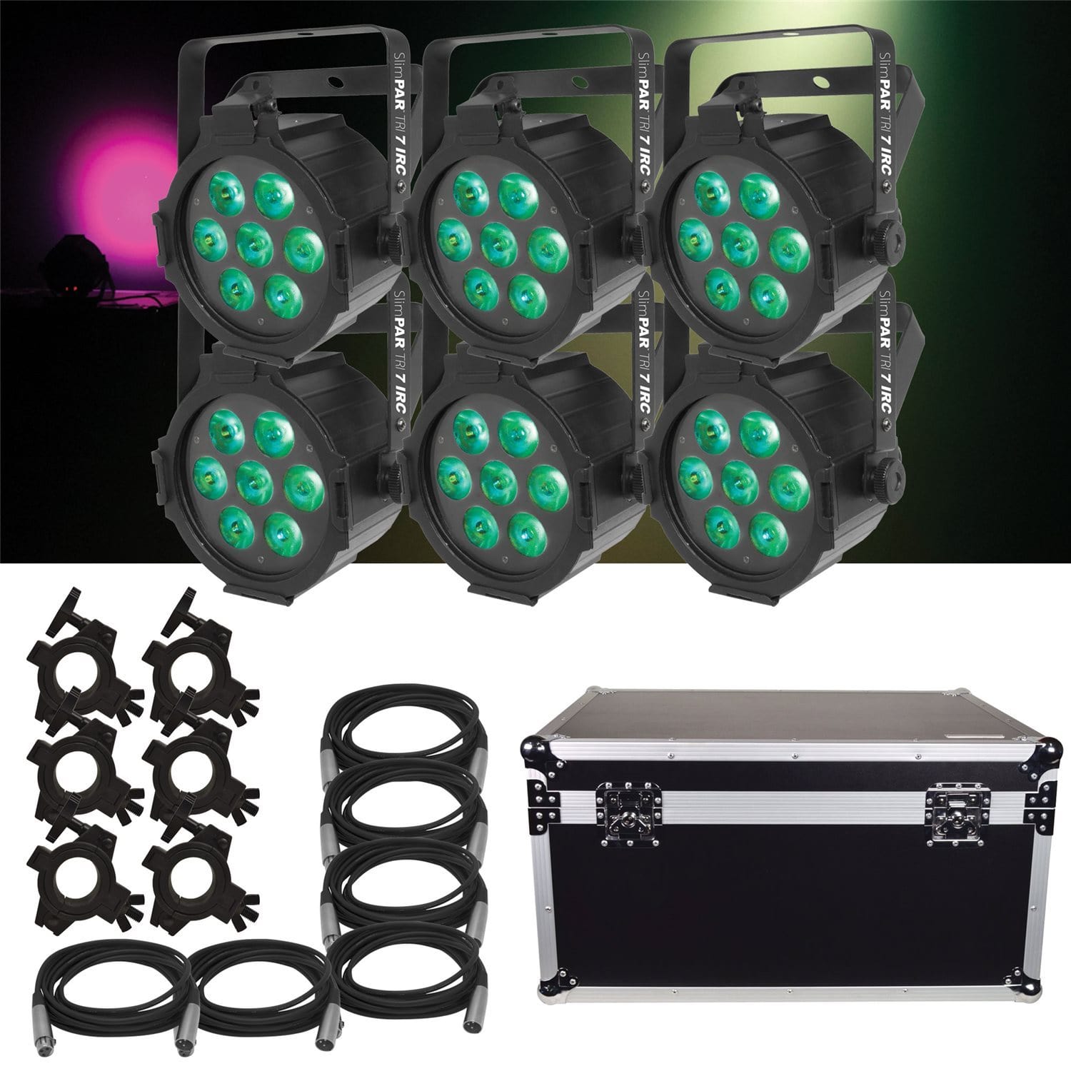 Chauvet SlimPAR Tri 7 IRC 6Pk with ATA Road Case - PSSL ProSound and Stage Lighting