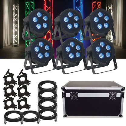 ADJ American DJ 5P Hex LED Light 6-Pack with ATA Road Case - PSSL ProSound and Stage Lighting