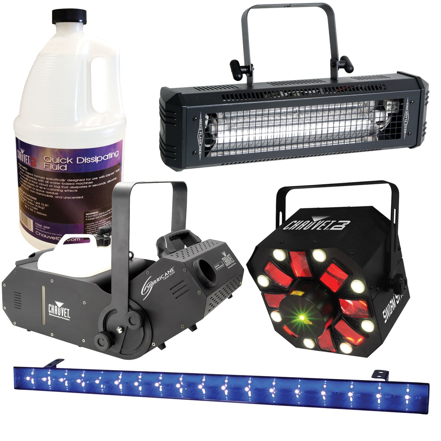 Chauvet DMX Lighting Pack with Fog Machine, Swarm 5 FX, & UV Black Light - PSSL ProSound and Stage Lighting