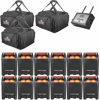 Chauvet Freedom Par Quad Wash Light 12-Pack with FlareCON Air& Gig Bags - PSSL ProSound and Stage Lighting