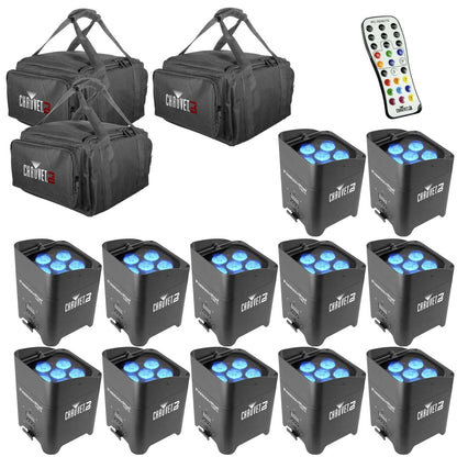 Chauvet Freedom Par Tri-6 Wash Light 12-Pack with Bags & IRC 6 Remote - PSSL ProSound and Stage Lighting