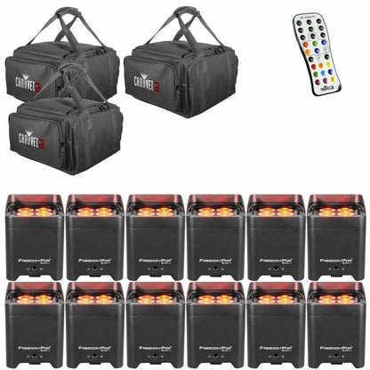Chauvet Freedom Par Quad-4 Wash Light 12-Pack with Bags & IRC 6 Remote Control - PSSL ProSound and Stage Lighting