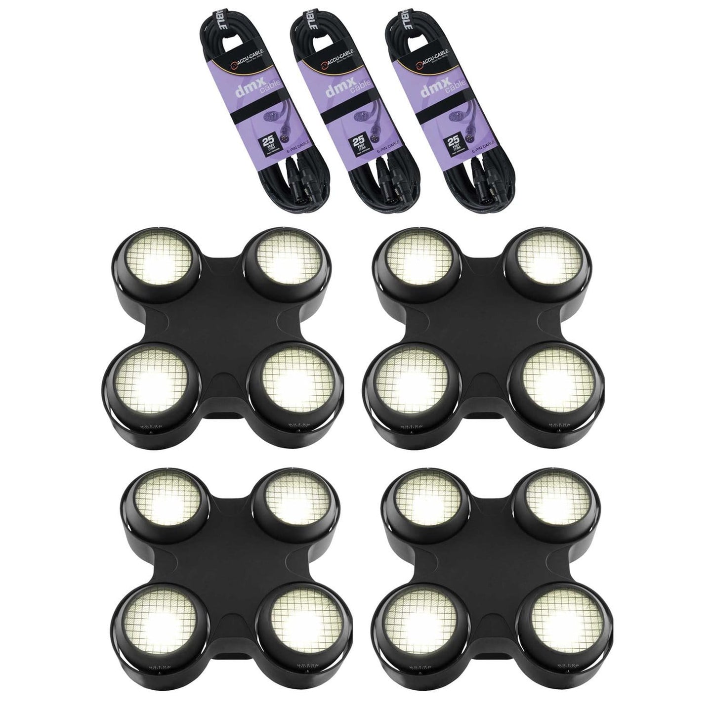 Chauvet Strike 4 LED Wash Light 4 Pack with DMC Cables - PSSL ProSound and Stage Lighting