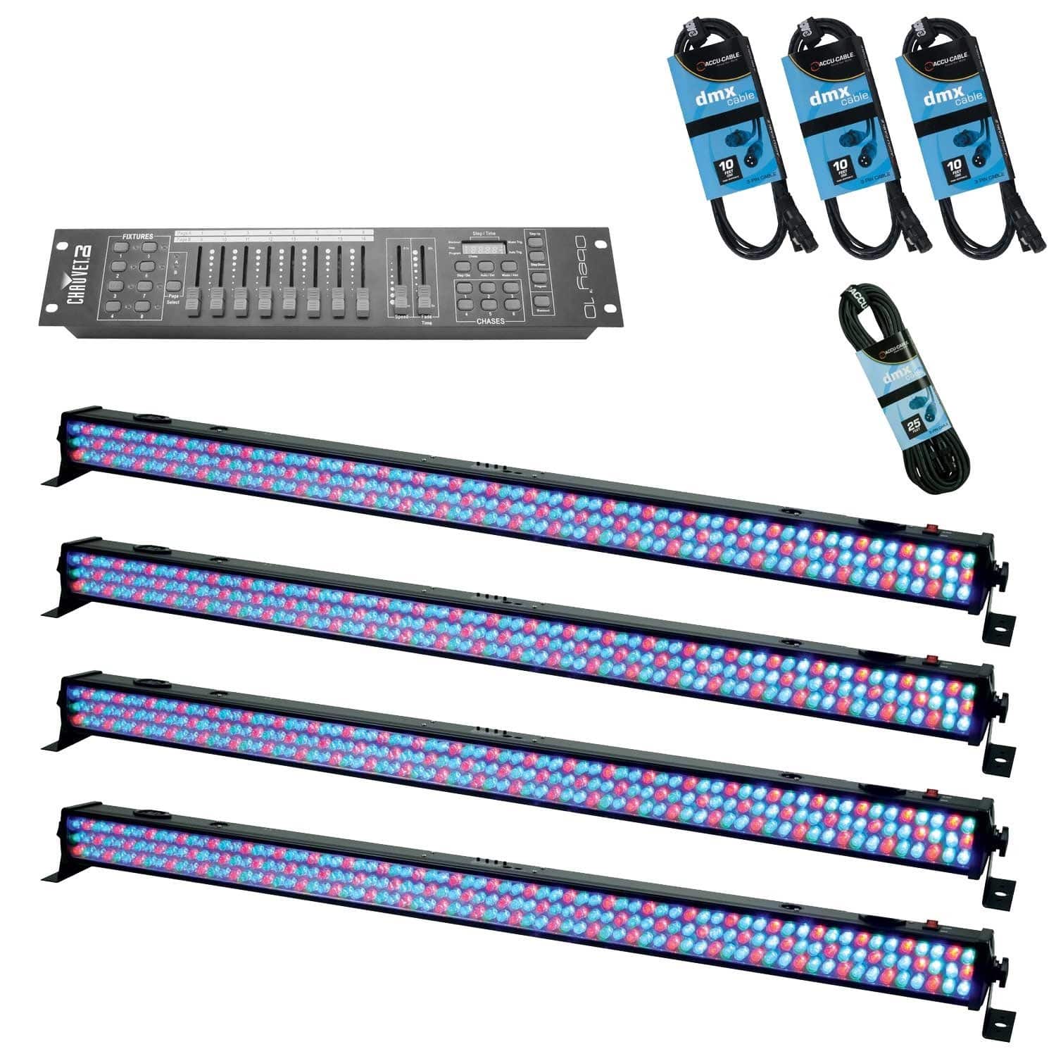 Solena Max Bar 28 RGB LED Wash Light 4-Pack with DMX Controller - PSSL ProSound and Stage Lighting