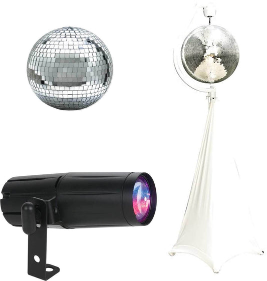 Eliminator 8-Inch Mirror Ball & Stand with RGBW LED Pinspot Light - PSSL ProSound and Stage Lighting
