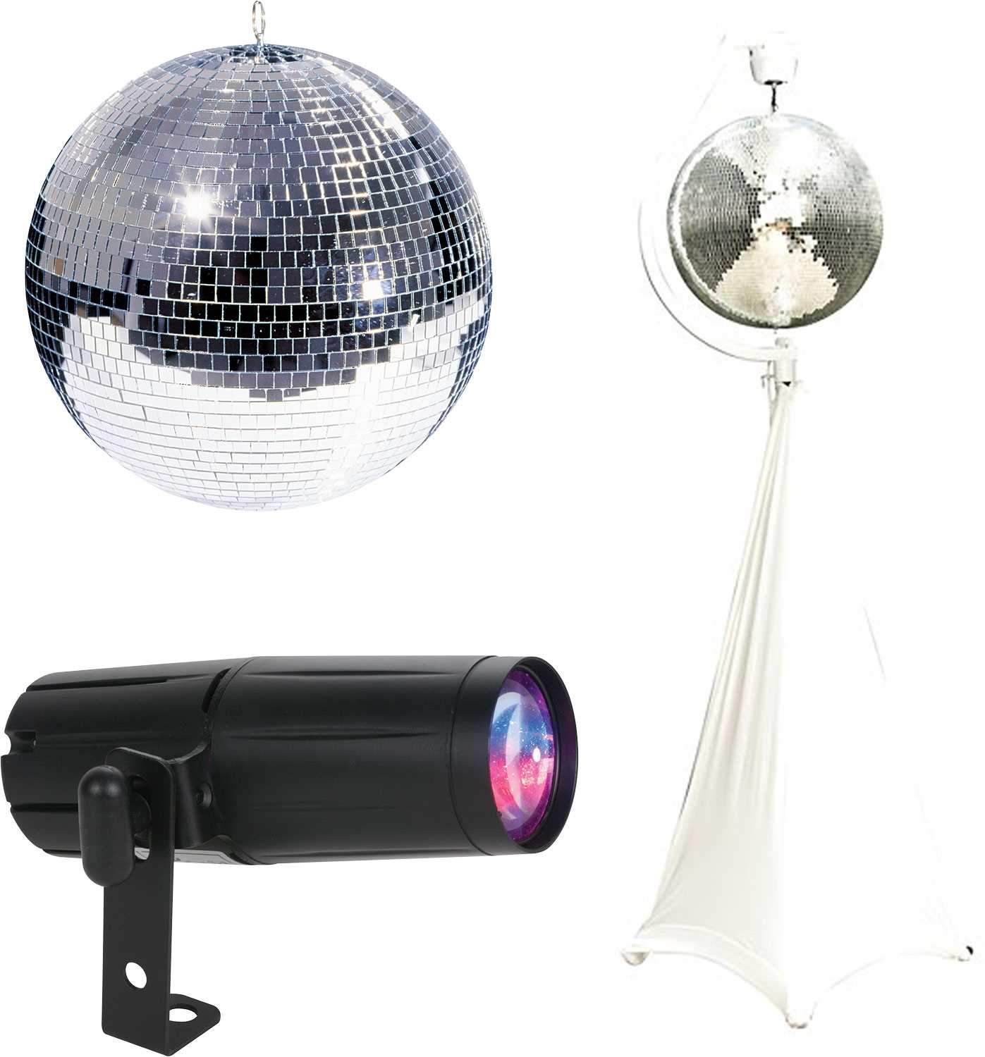 Eliminator 16-Inch Mirror Ball with Stand and RGBW LED Pinspot - PSSL ProSound and Stage Lighting