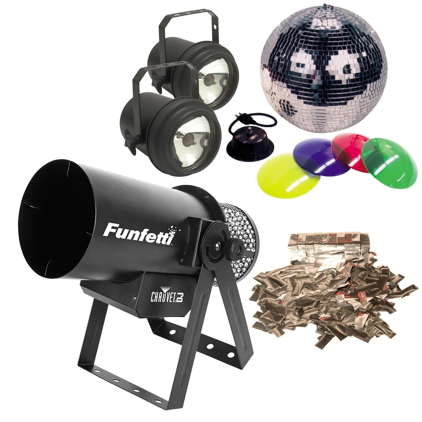 Chuavet Funfetti and 12-Inch Mirror Ball Package - PSSL ProSound and Stage Lighting