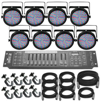 Chauvet SlimPAR 64 Wash Light 8-Pack with DMX Controller & Accessories - PSSL ProSound and Stage Lighting