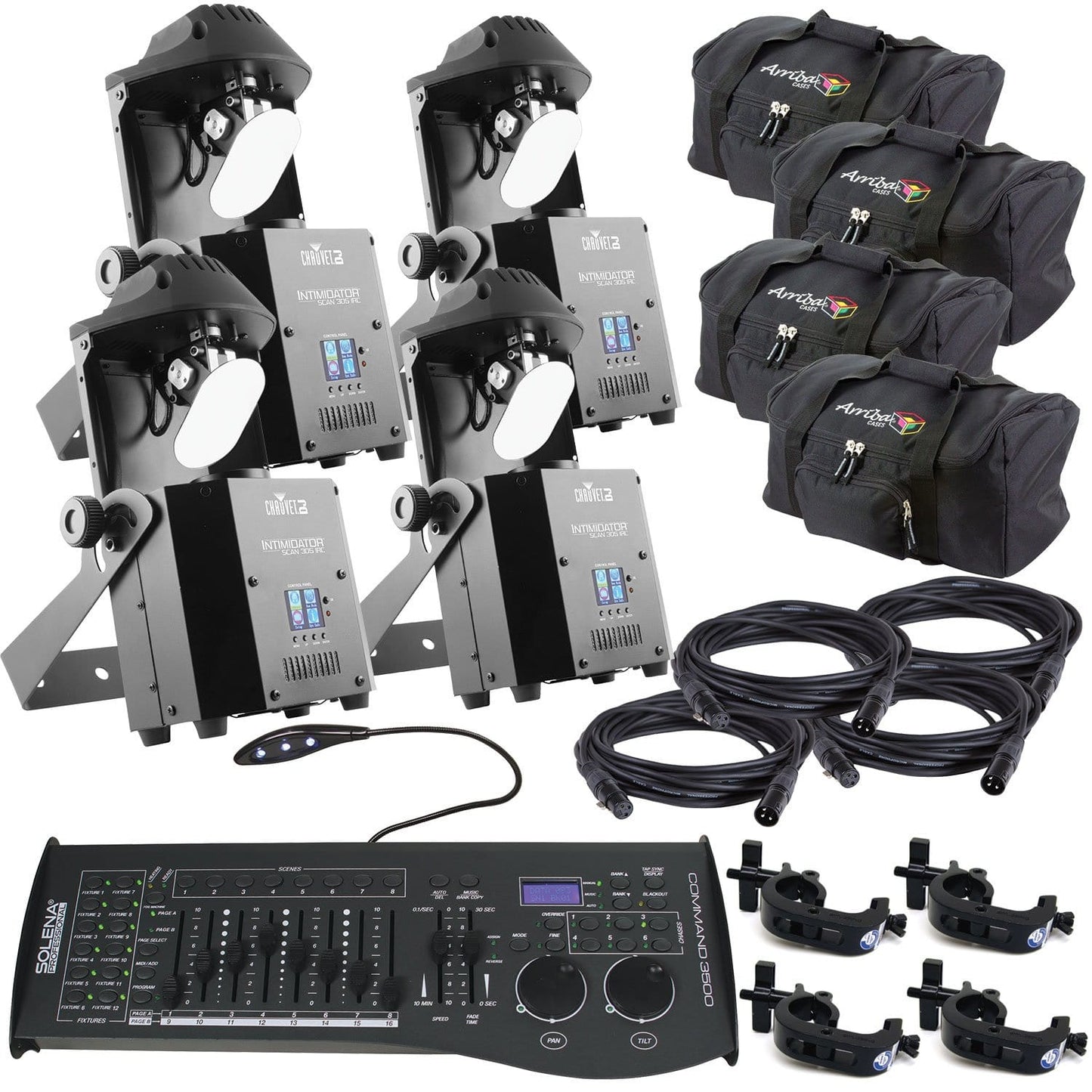 Chauvet Intimidator Scan 305 IRC LED Moving Head Light 4-Pack with Gig Bags - PSSL ProSound and Stage Lighting