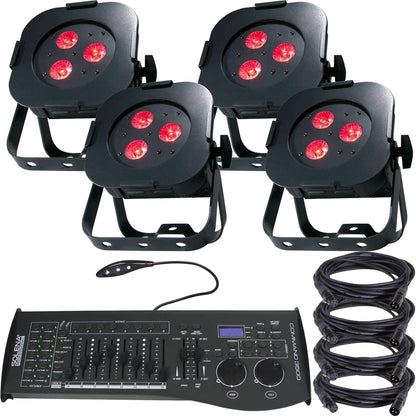 ADJ American DJ Ultra Hex Par 3 LED Wash Light 4-Pack with DMX Controller - PSSL ProSound and Stage Lighting