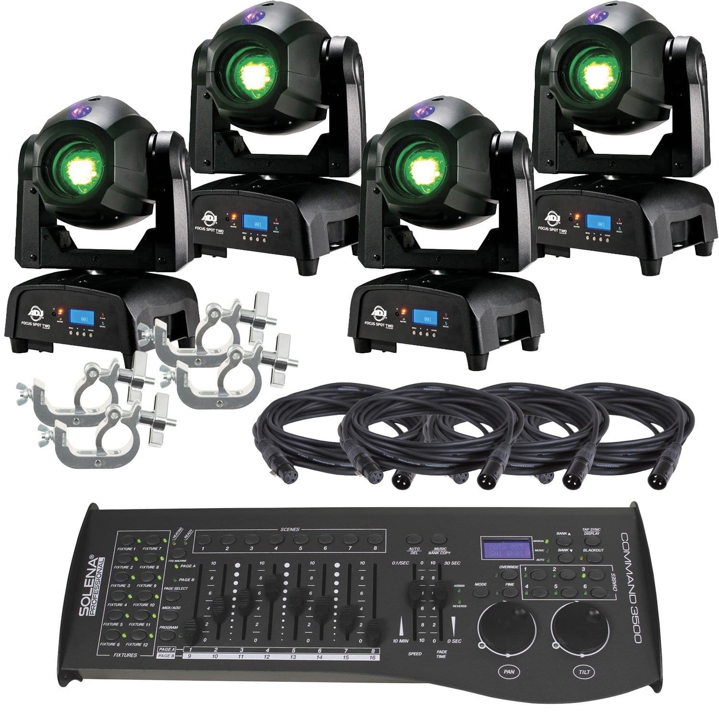ADJ American DJ Focus Spot Two 4-Pack with DMX Controller - PSSL ProSound and Stage Lighting