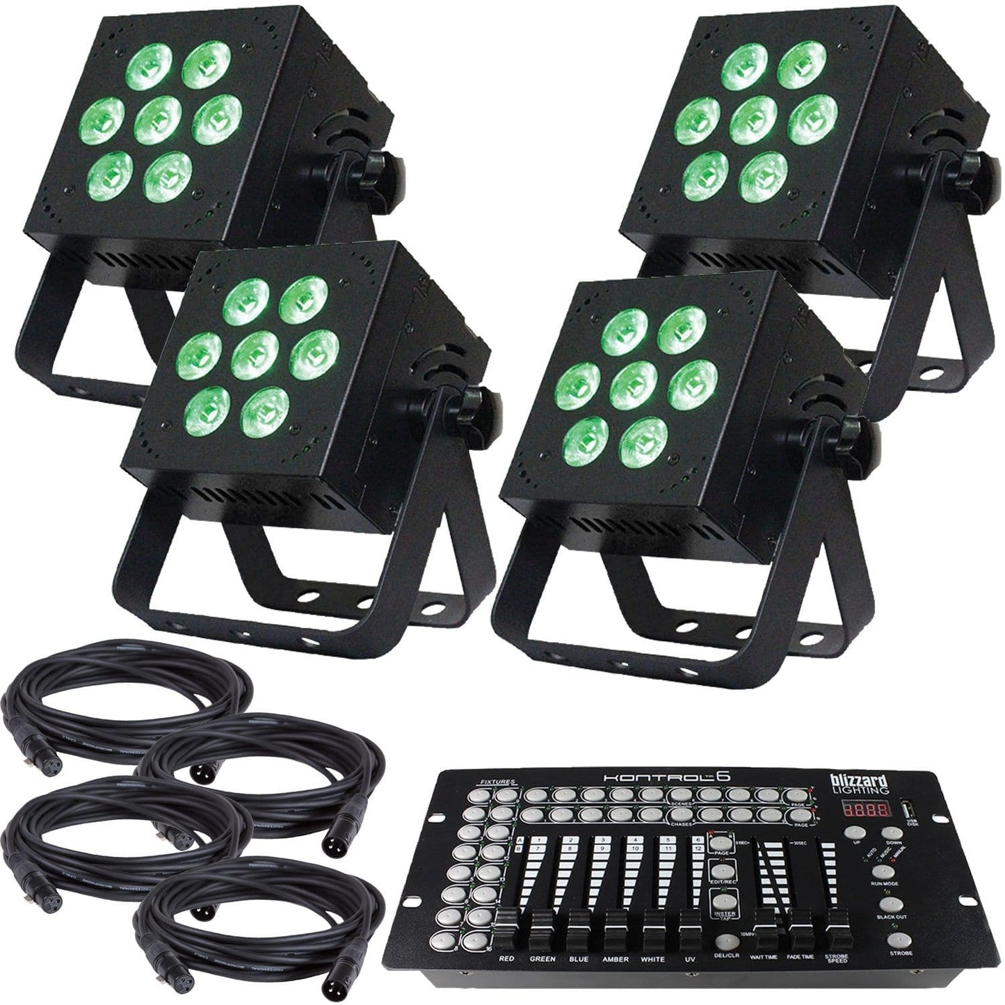 Blizzard HotBox 5 RGBAW LED Wash Light 4-Pack System with DMX Controller - PSSL ProSound and Stage Lighting