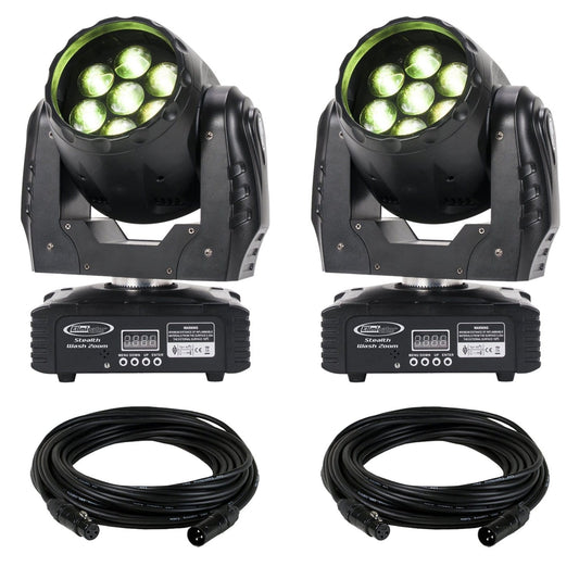 Eliminator Stealth Wash Zoom LED Moving Head Light 2-Pack with Cables - PSSL ProSound and Stage Lighting
