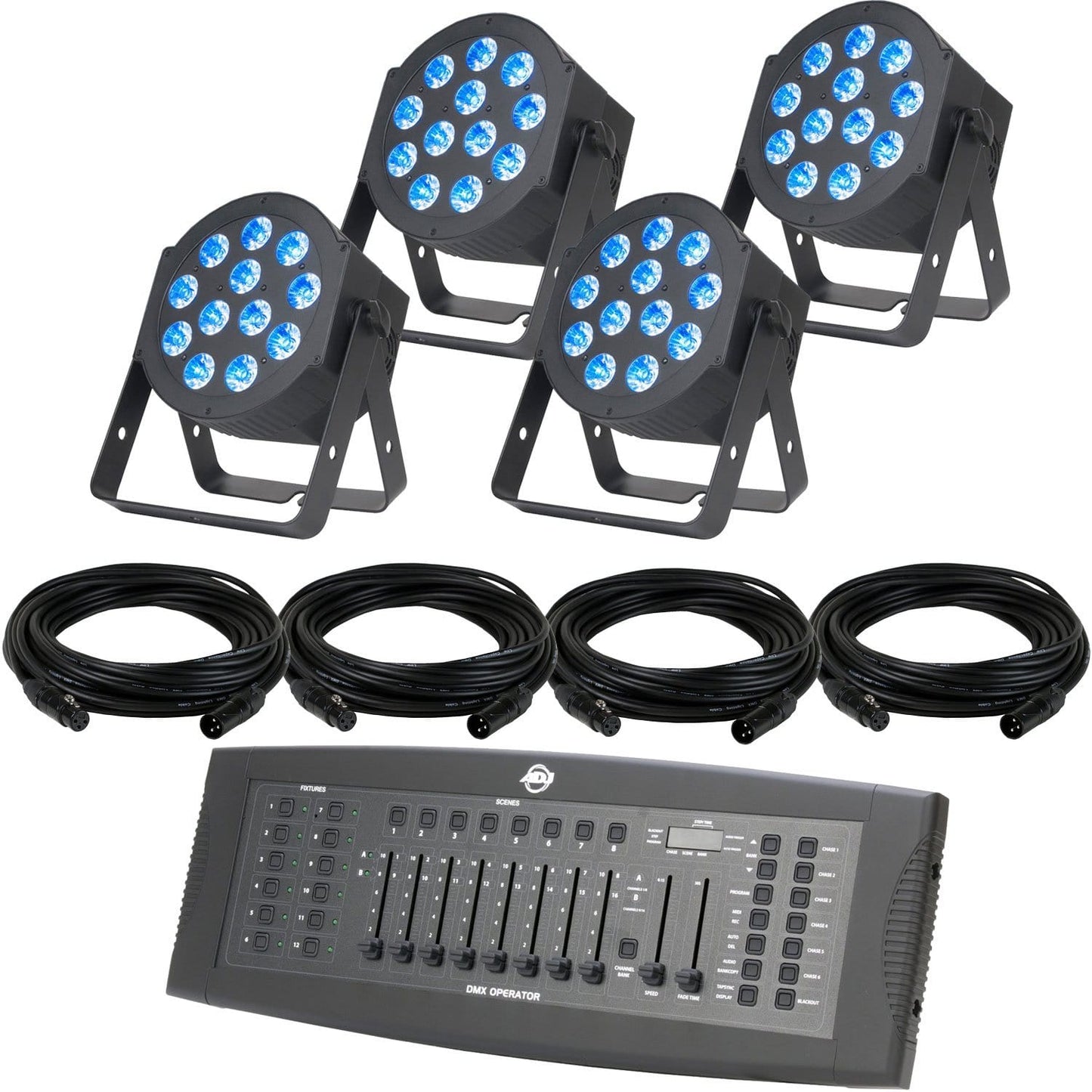 ADJ American DJ 12P HEX LED Wash 4-Pack Lighting System - PSSL ProSound and Stage Lighting
