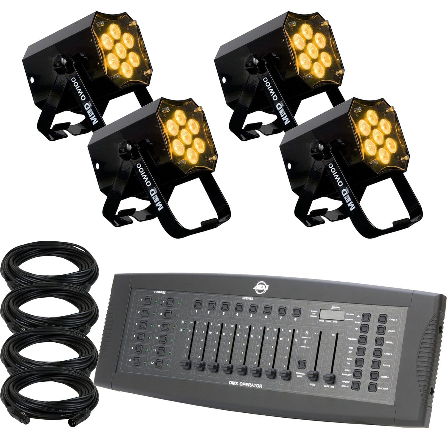 ADJ American DJ MOD QW100 RGBW LED Par Can 4-Pack with DMX Control - PSSL ProSound and Stage Lighting