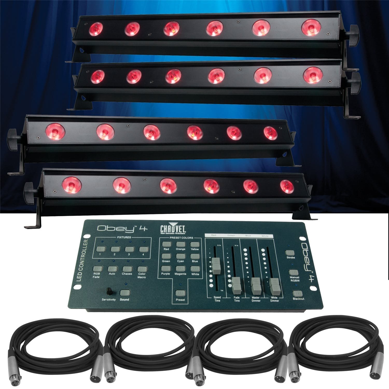 ADJ American DJ Ultra Bar 6 4-Pack with Controller & Cables - PSSL ProSound and Stage Lighting