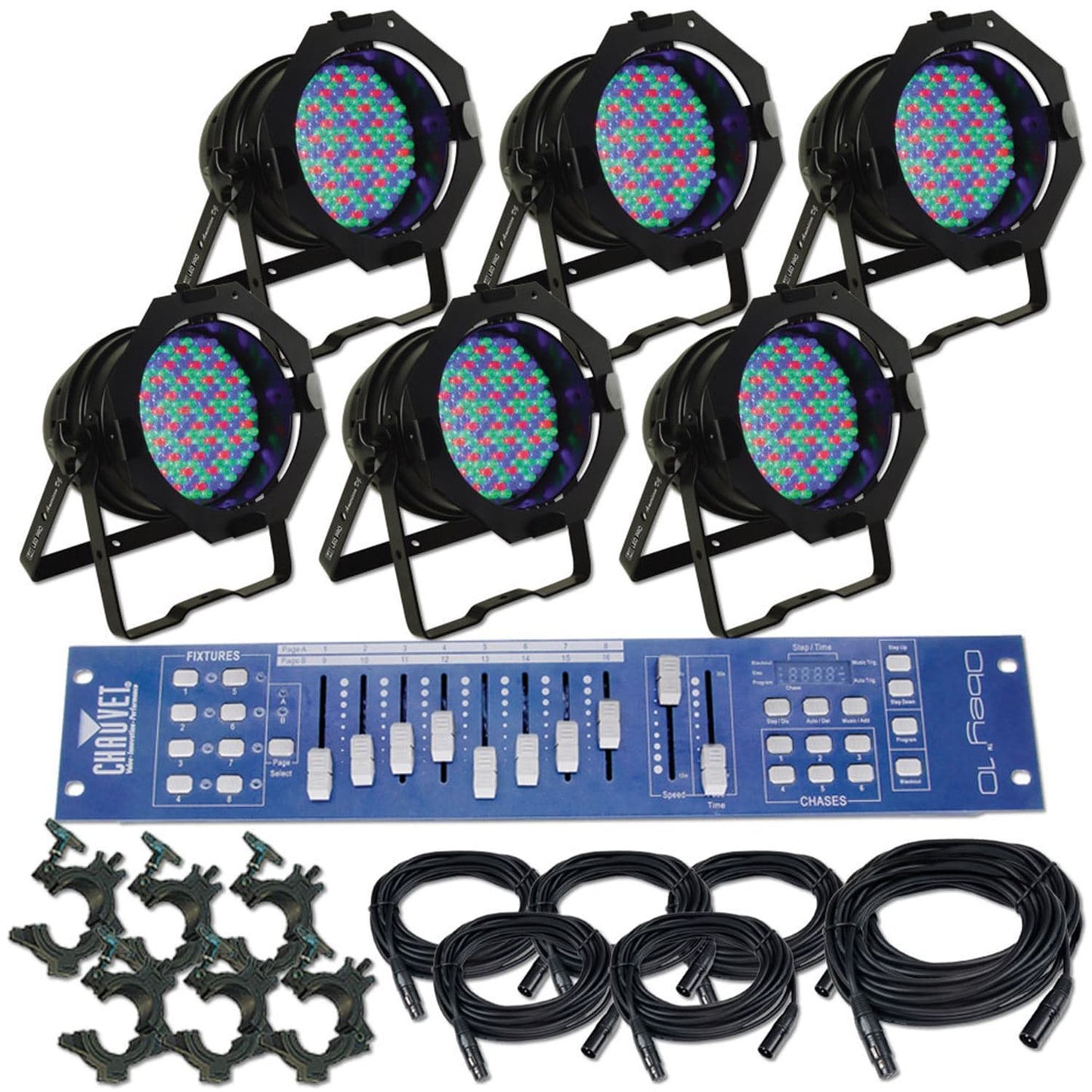 ADJ American DJ 6 LED Par Can Stage Lighting Package with Controller - PSSL ProSound and Stage Lighting