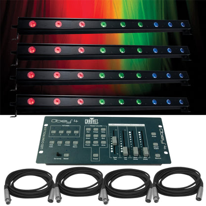 ADJ American DJ Ultra Bar 9 4-Pack with Controller & Cables - PSSL ProSound and Stage Lighting