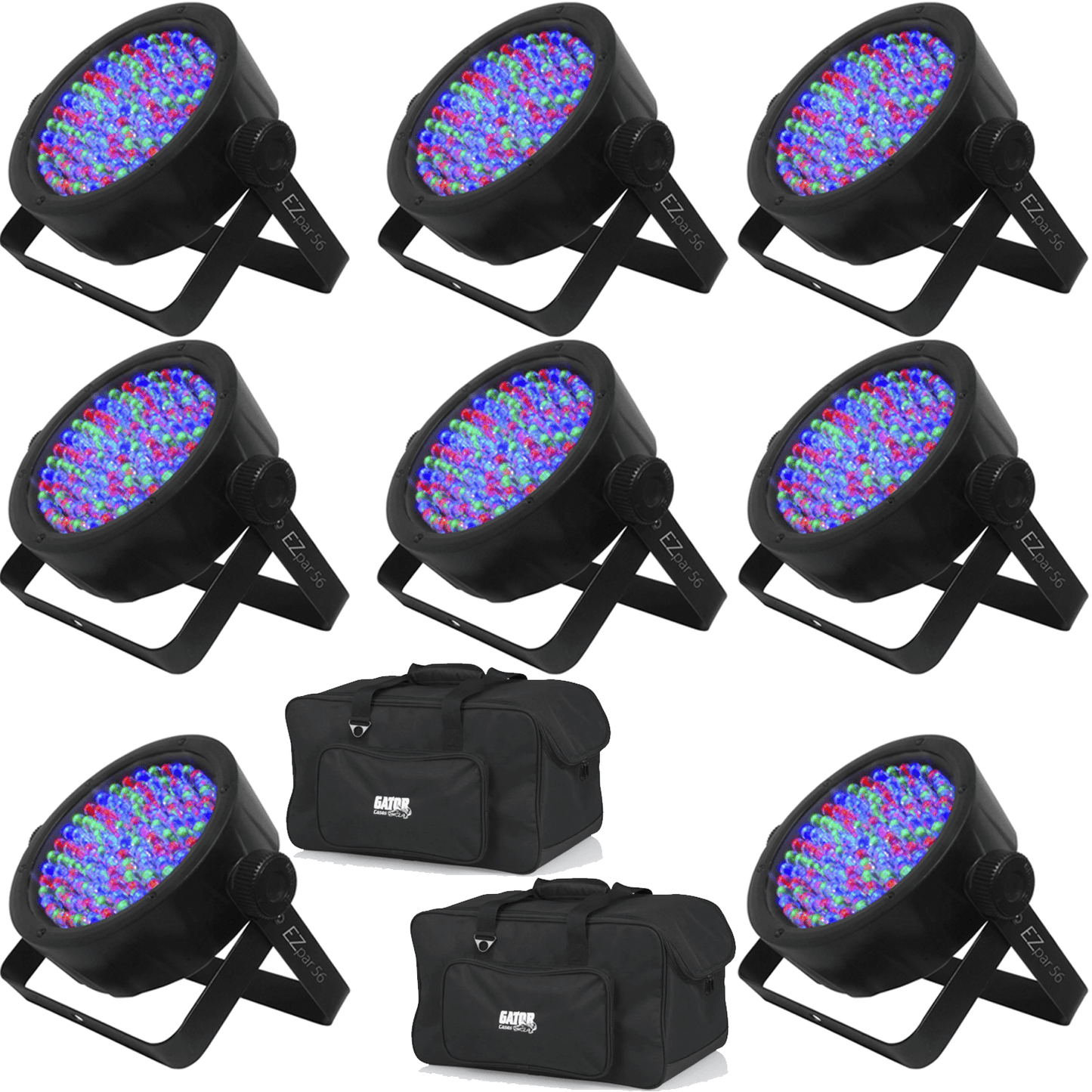 Chauvet EZpar 56 RGB Battery-Powered Wash Light 8-Pack with Gator Bags - PSSL ProSound and Stage Lighting