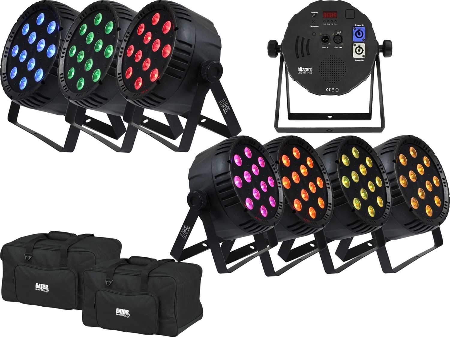 Blizzard LB PAR Quad RGBA Wash Light 8-Pack with Gator Bags - PSSL ProSound and Stage Lighting