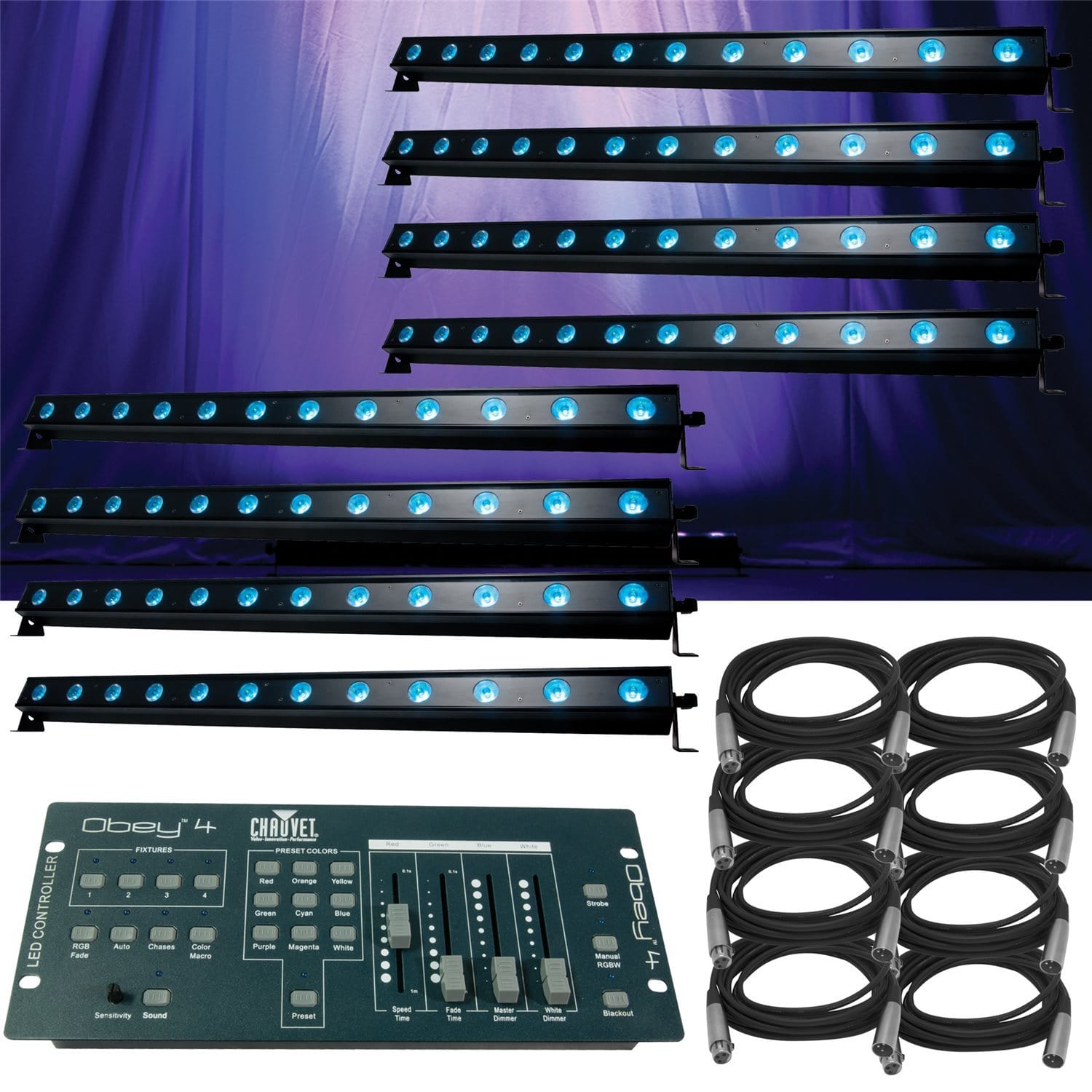 ADJ American DJ Ultra Bar 12 8 Pack with Controller & Cables - PSSL ProSound and Stage Lighting