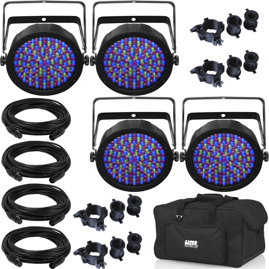 Chauvet SlimPAR 64 RGBA Wash Light 4-Pack with Accessories & Gator Bag - PSSL ProSound and Stage Lighting