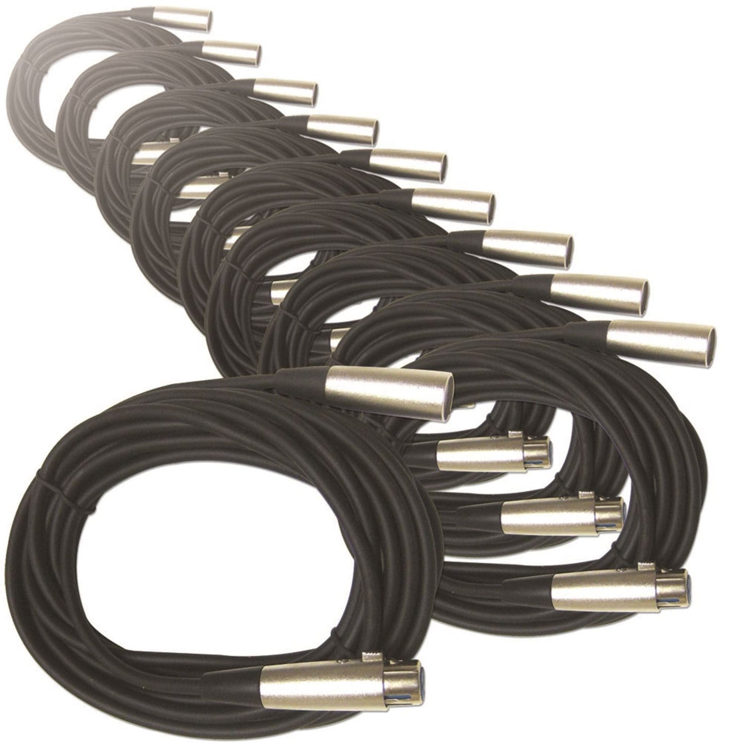 Pro 20 Foot XLR to XLR Microphone Cable 10-Pack - PSSL ProSound and Stage Lighting