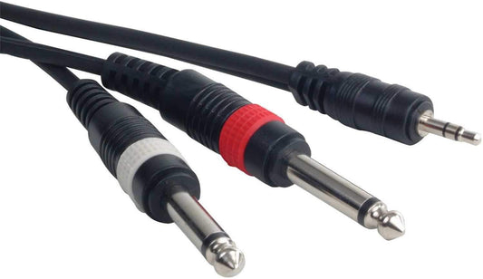 Accu-Cable MP4-15-AC 15 Ft 1/8-Inch Mini to Dual 1/4-Inch TS Cable - PSSL ProSound and Stage Lighting