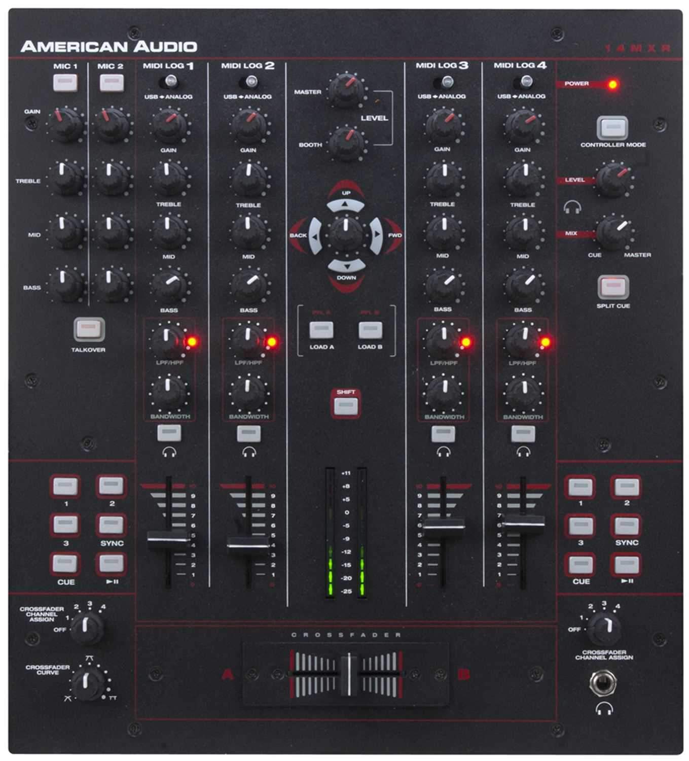 American Audio 14 MXR 4 Channel MIDILOG DJ Mixer - PSSL ProSound and Stage Lighting